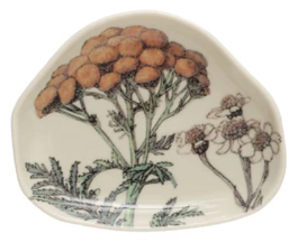 Stoneware Dish with Floral Print - 3 Styles