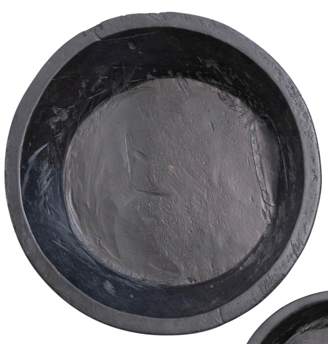 Round Decorative Reclaimed Wood Vintage Reproduction Bowls, Black, Set of 4
