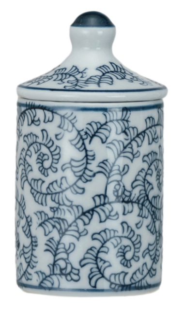 Hand-Painted Stoneware Spice Jar w/ Pattern, 4 Styles (Each One Will Vary)