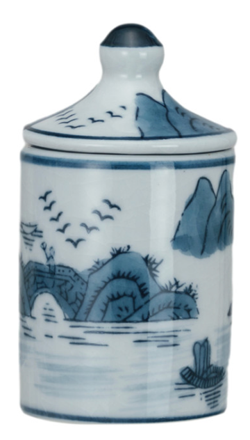 Hand-Painted Stoneware Spice Jar w/ Pattern, 4 Styles (Each One Will Vary)