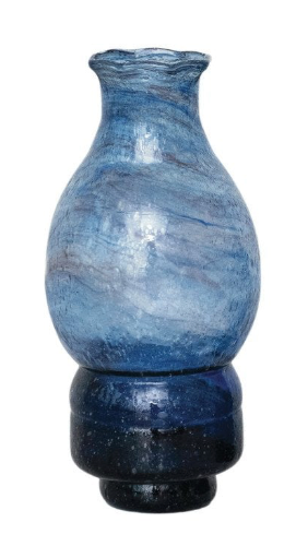 Hand-Blown Recycled Glass Vases, Blue