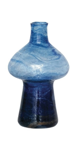 Hand-Blown Recycled Glass Vases, Blue