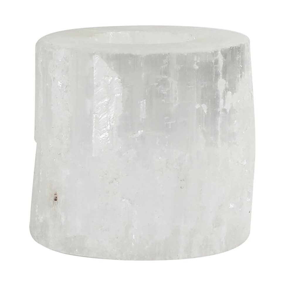 Selenite Candle Stand - Cylinder Small