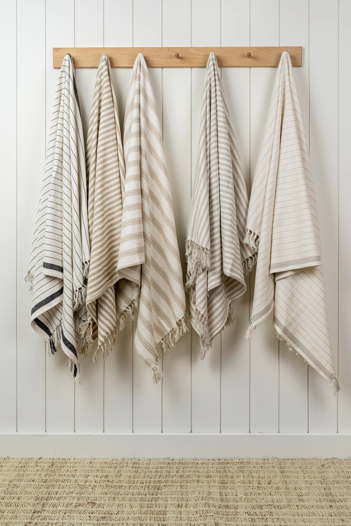 French Stripe Hammam Throw - Warm Sand