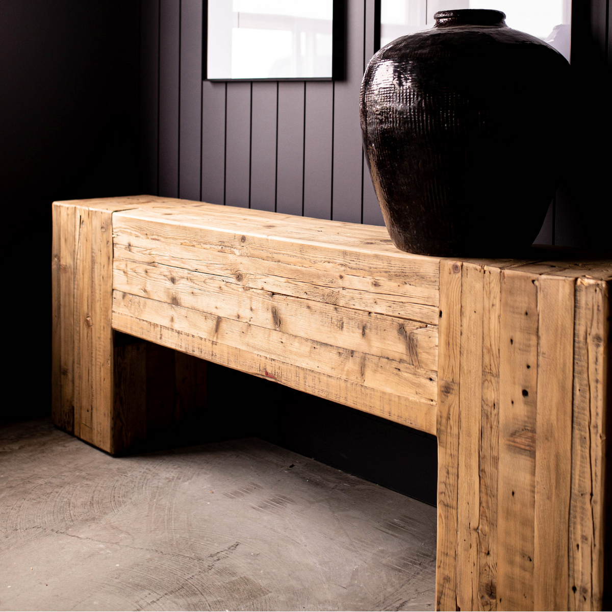 English Beam Reclaimed Elm Wood Console Table