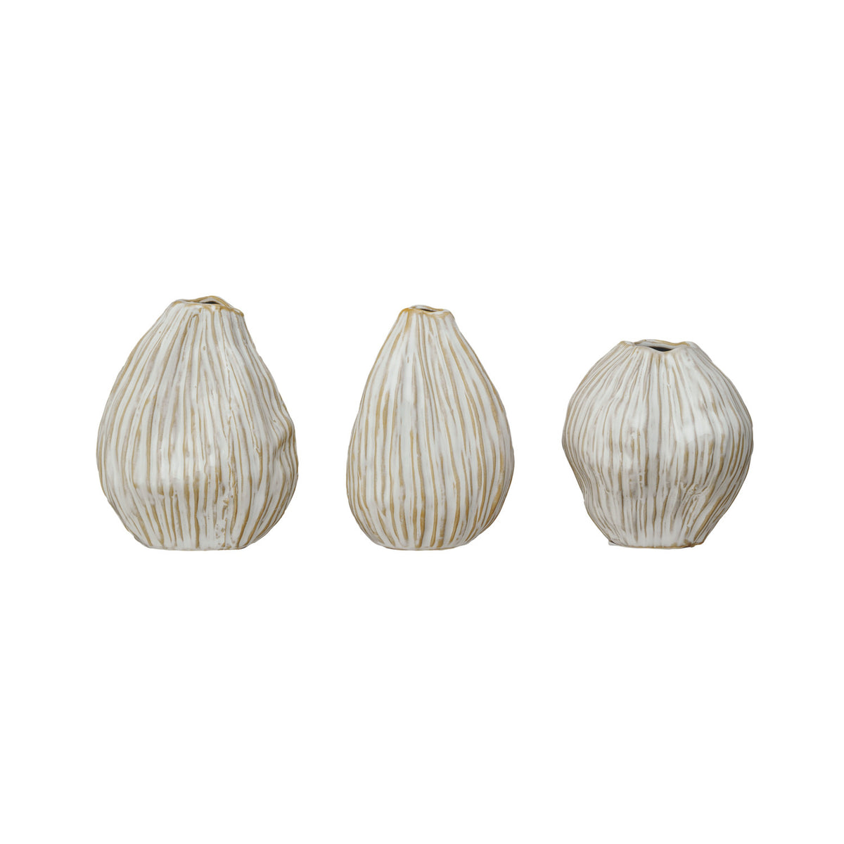 Stoneware Pleated Organic Shaped Vases (Each One Will Vary)