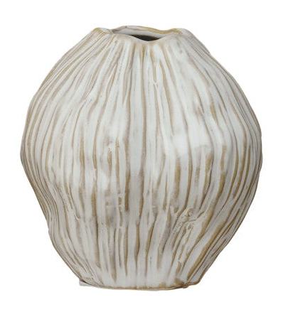 Stoneware Pleated Organic Shaped Vases (Each One Will Vary)