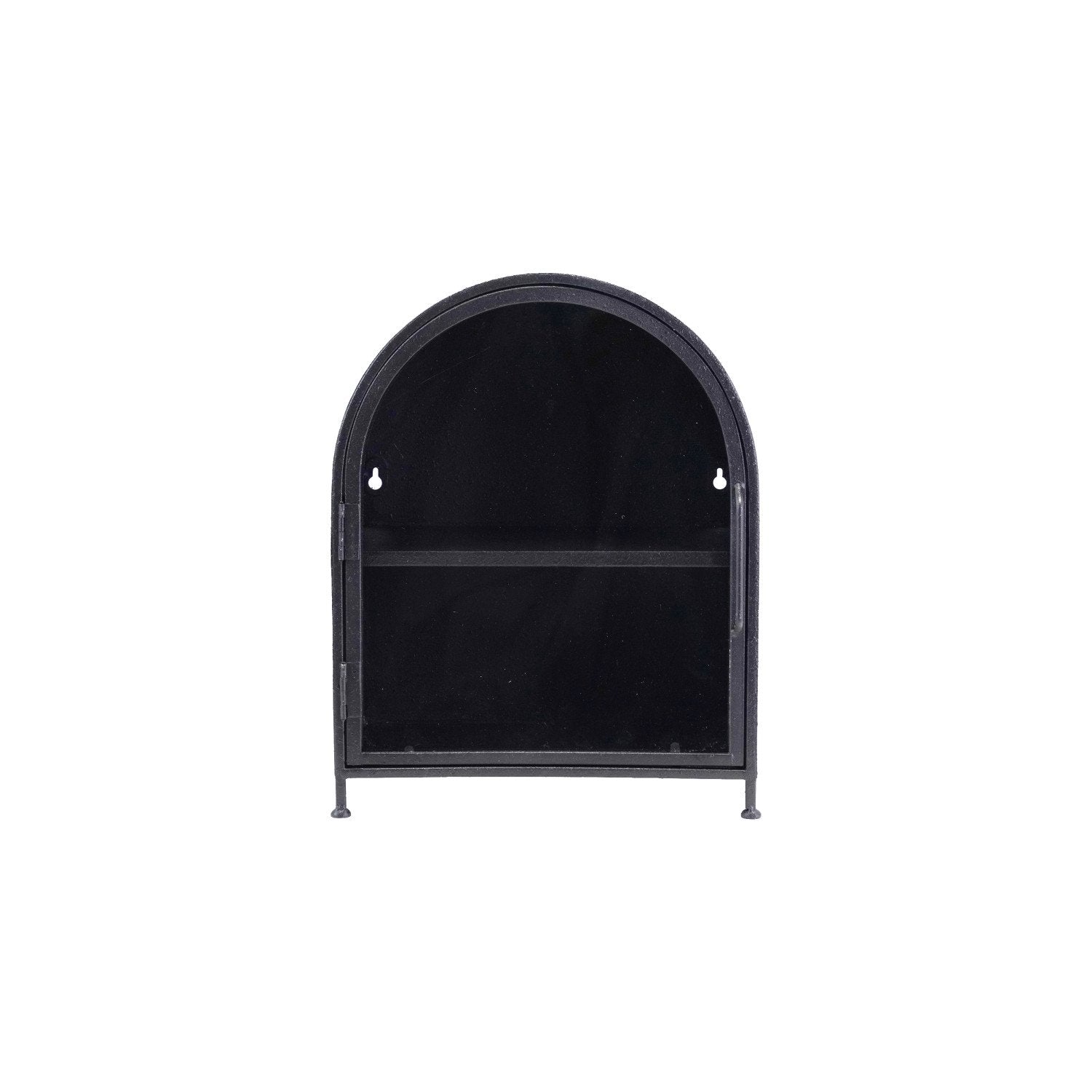 Textured Metal Wall Cabinet with Shelf & Glass Door (Hangs or Sits)