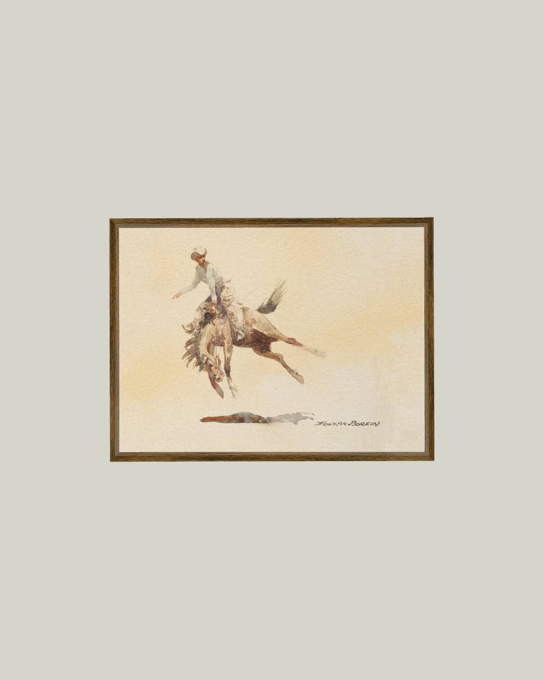 Bucking Rider Framed Antique Art