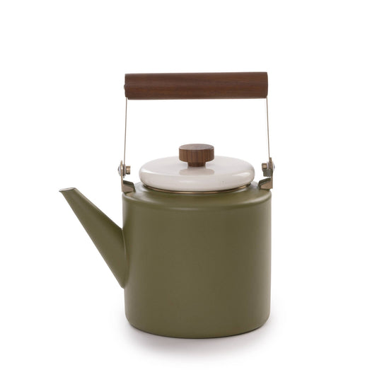 Enamel 2-Tone Kettle - Olive