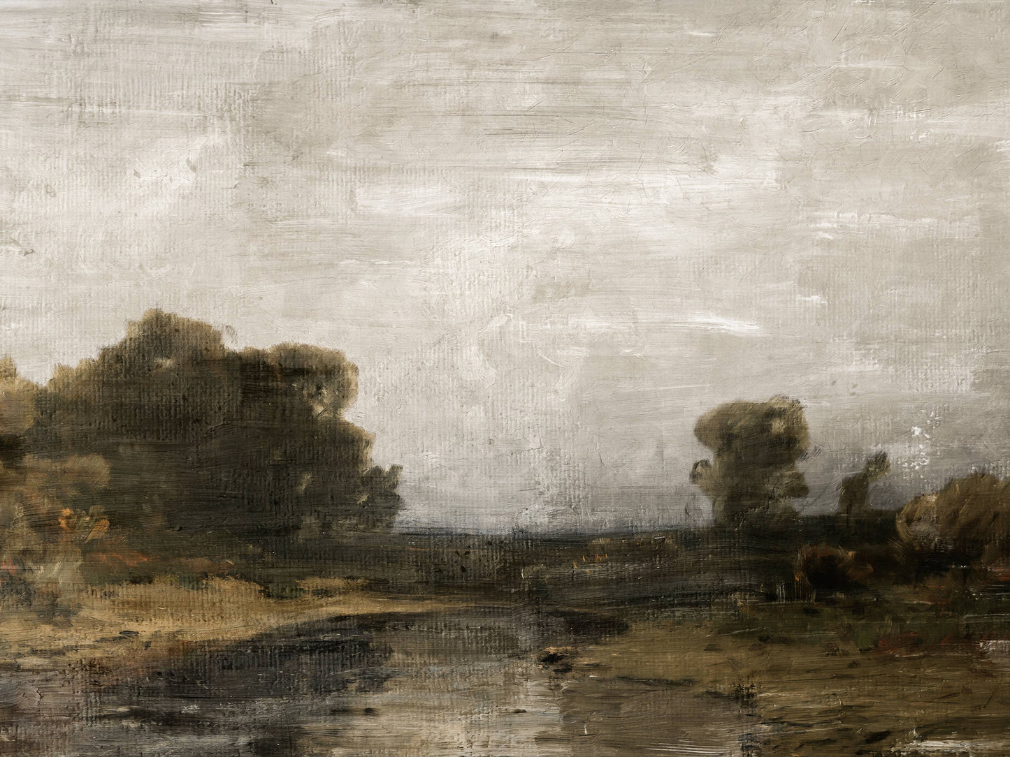 Gray Skies Vintage Art Print w/ Gold Matted Frame