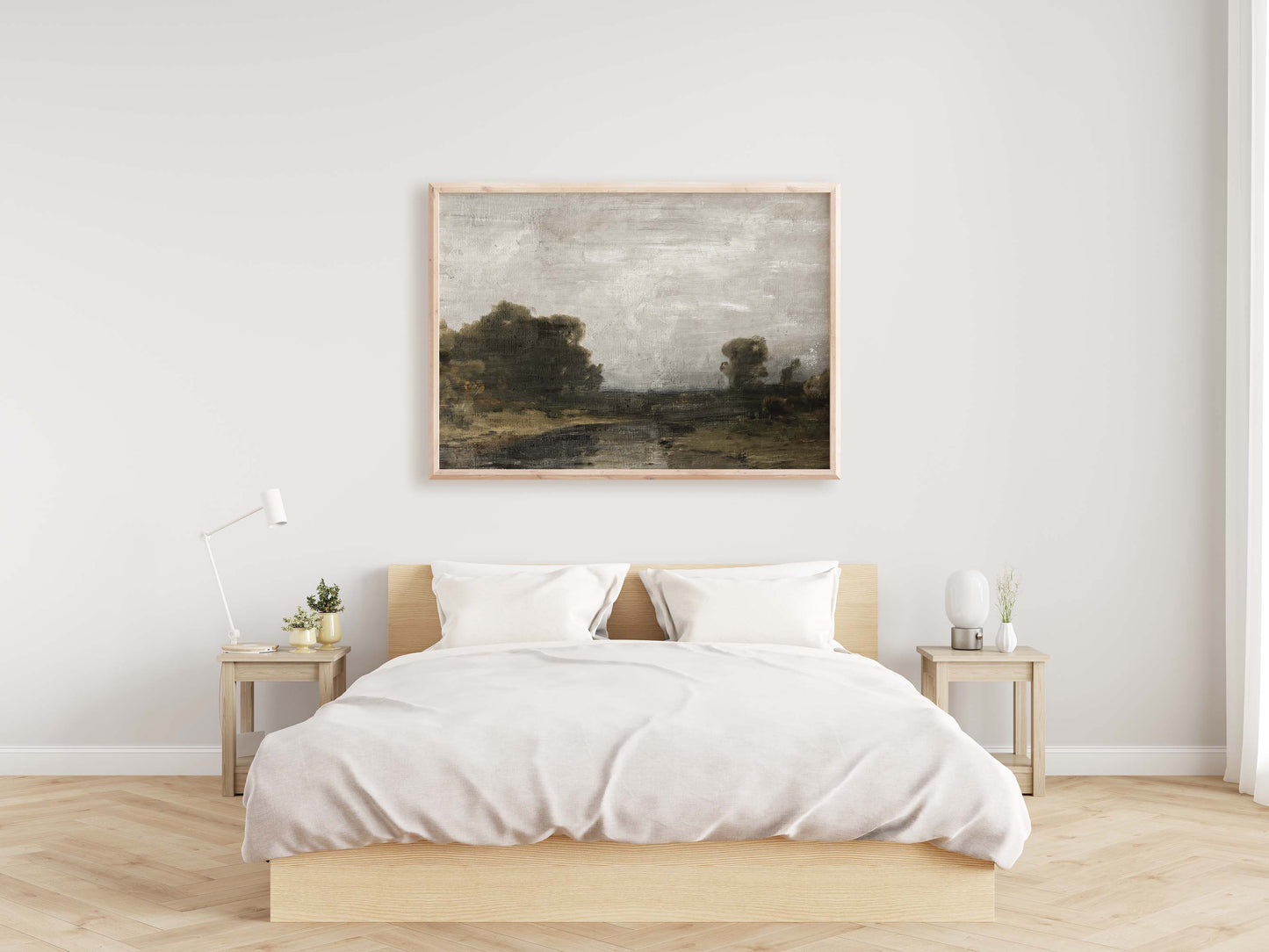 Gray Skies Vintage Art Print w/ Gold Matted Frame