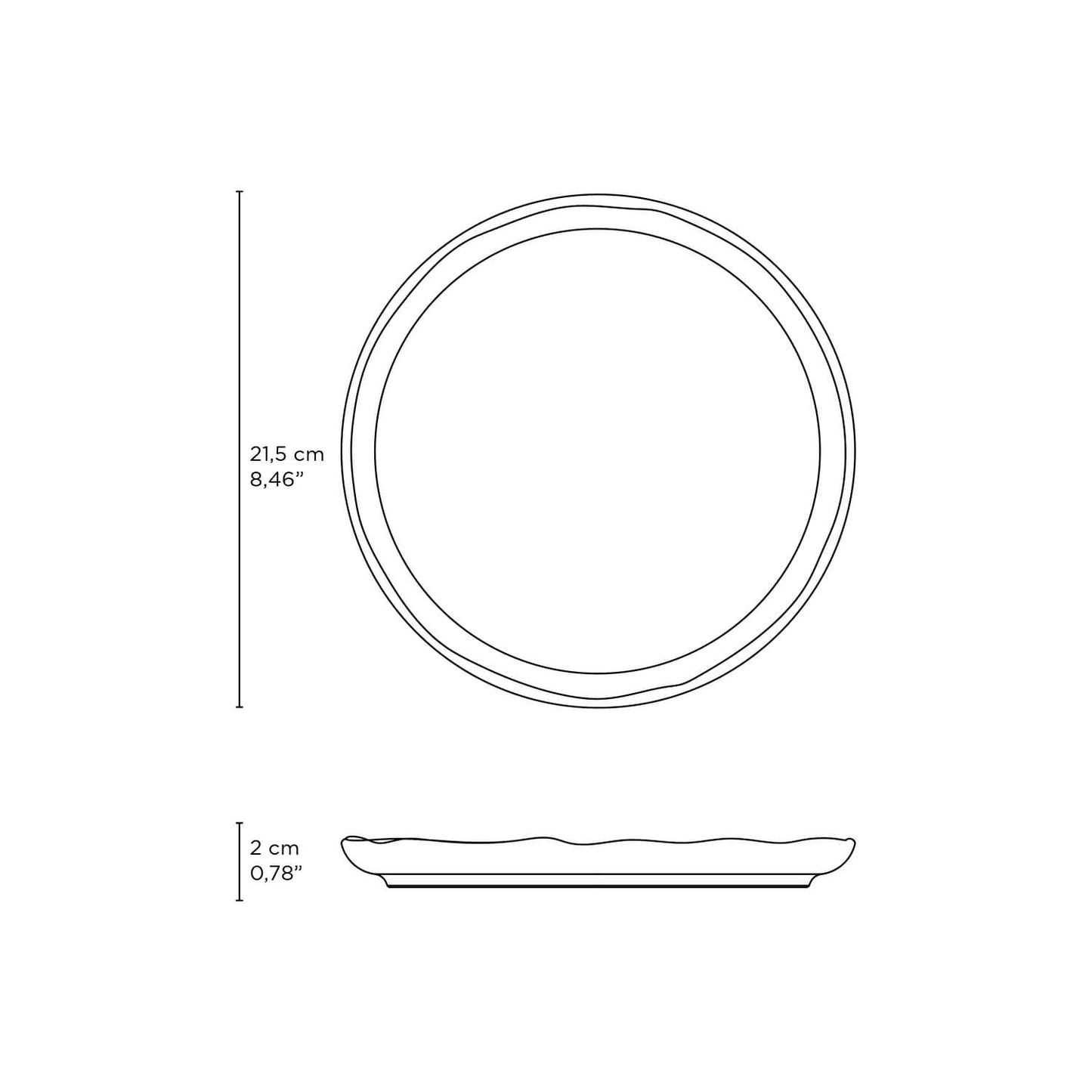 Linhas Bio Stoneware Latte Dessert Plate - 8.46"