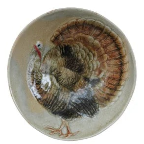 Hand Painted Stoneware Bowl witb Animals
