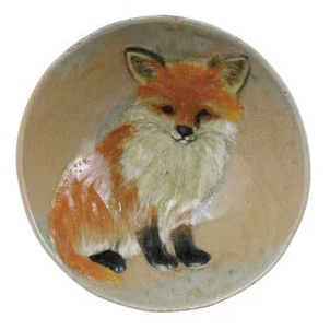 Hand Painted Stoneware Bowl witb Animals