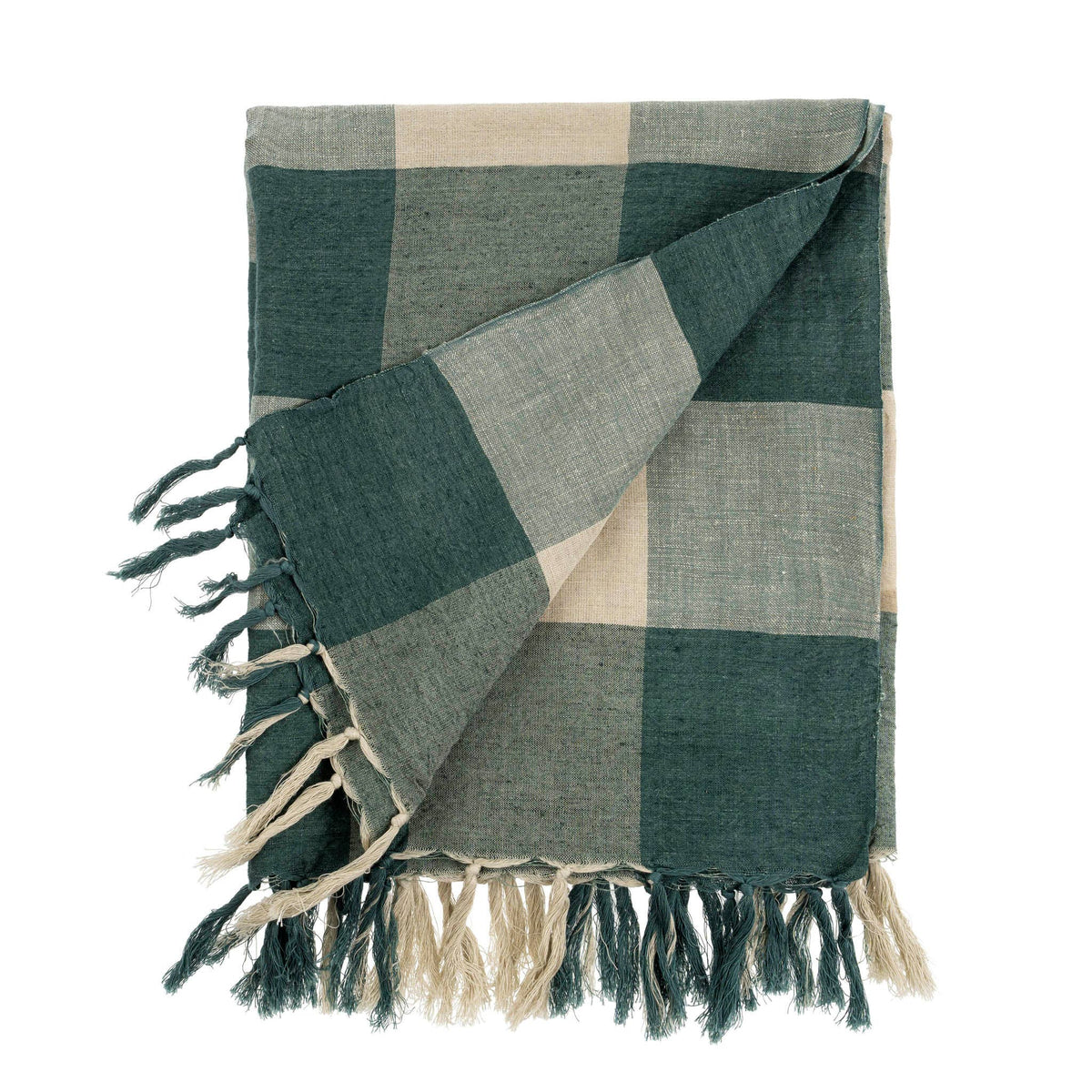 Linen Gingham Throw Blue