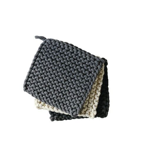 Cotton Crocheted Pot Holder - 3 Colors