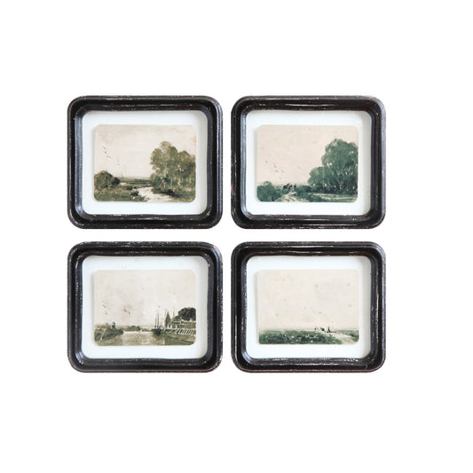 Distressed Wood Framed Wall Decor, 4 Styles