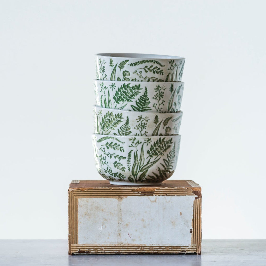 Hand Stamped Bowl with Embossed Pattern