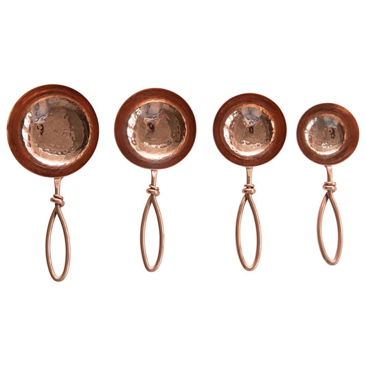 Hammered Stainless Steel Scoops with Tie Detail - Set of 4