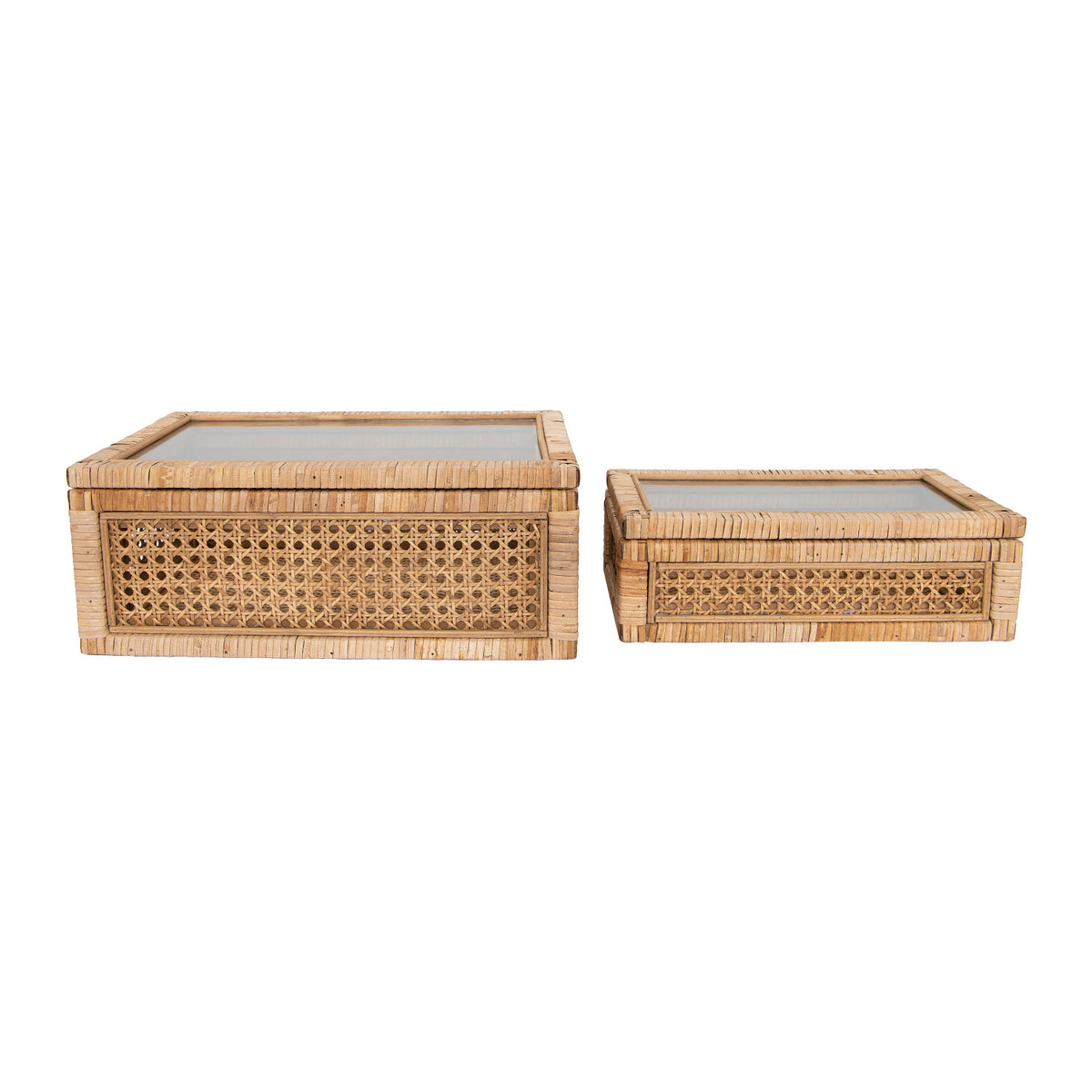 Rattan Display Box with Glass Lid