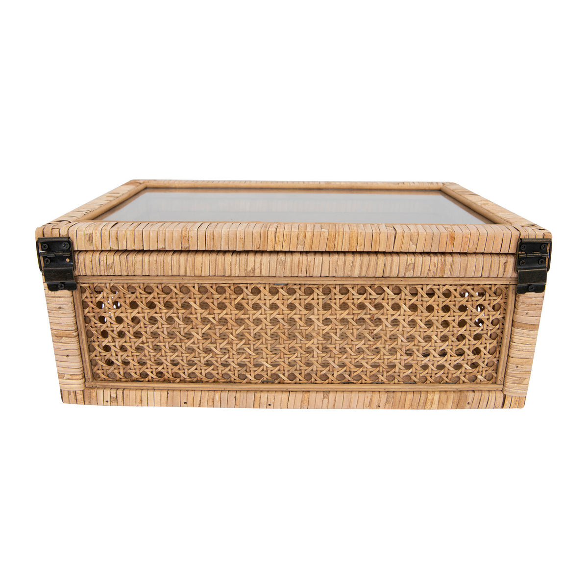 Rattan Display Box with Glass Lid