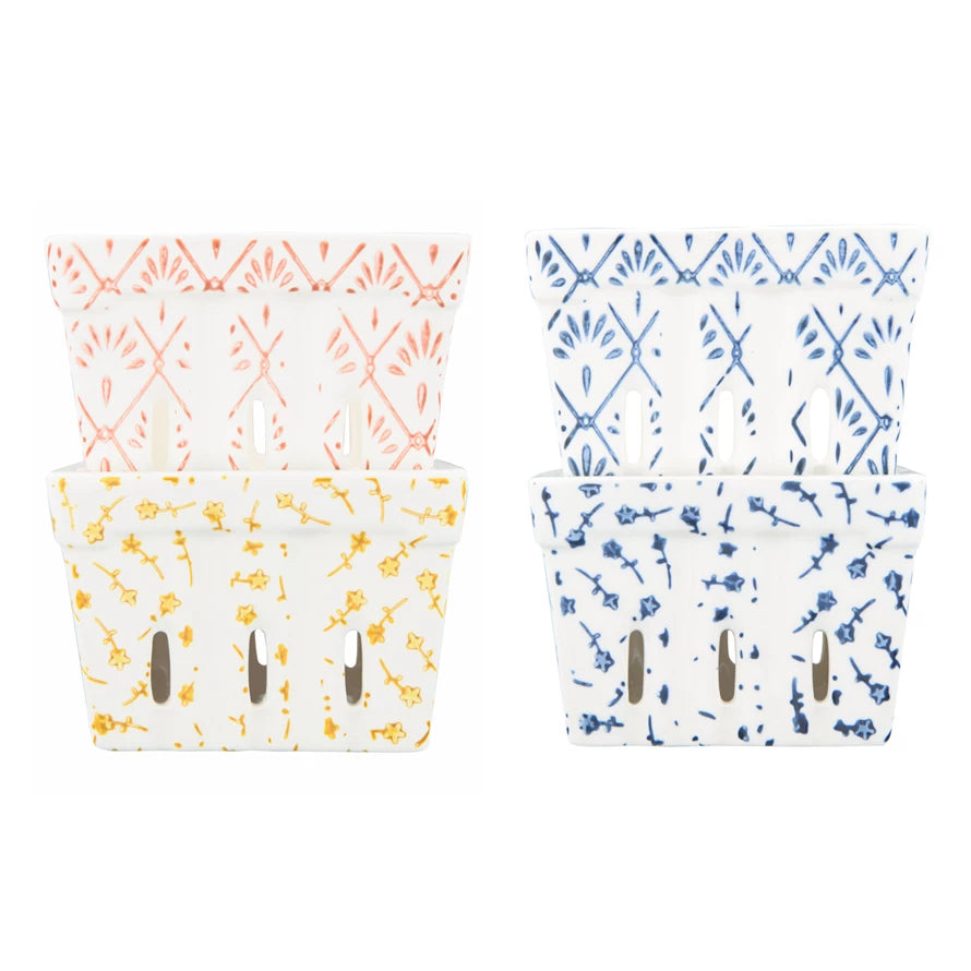 Square Berry Bowl with Floral Patterns - 4 Styles