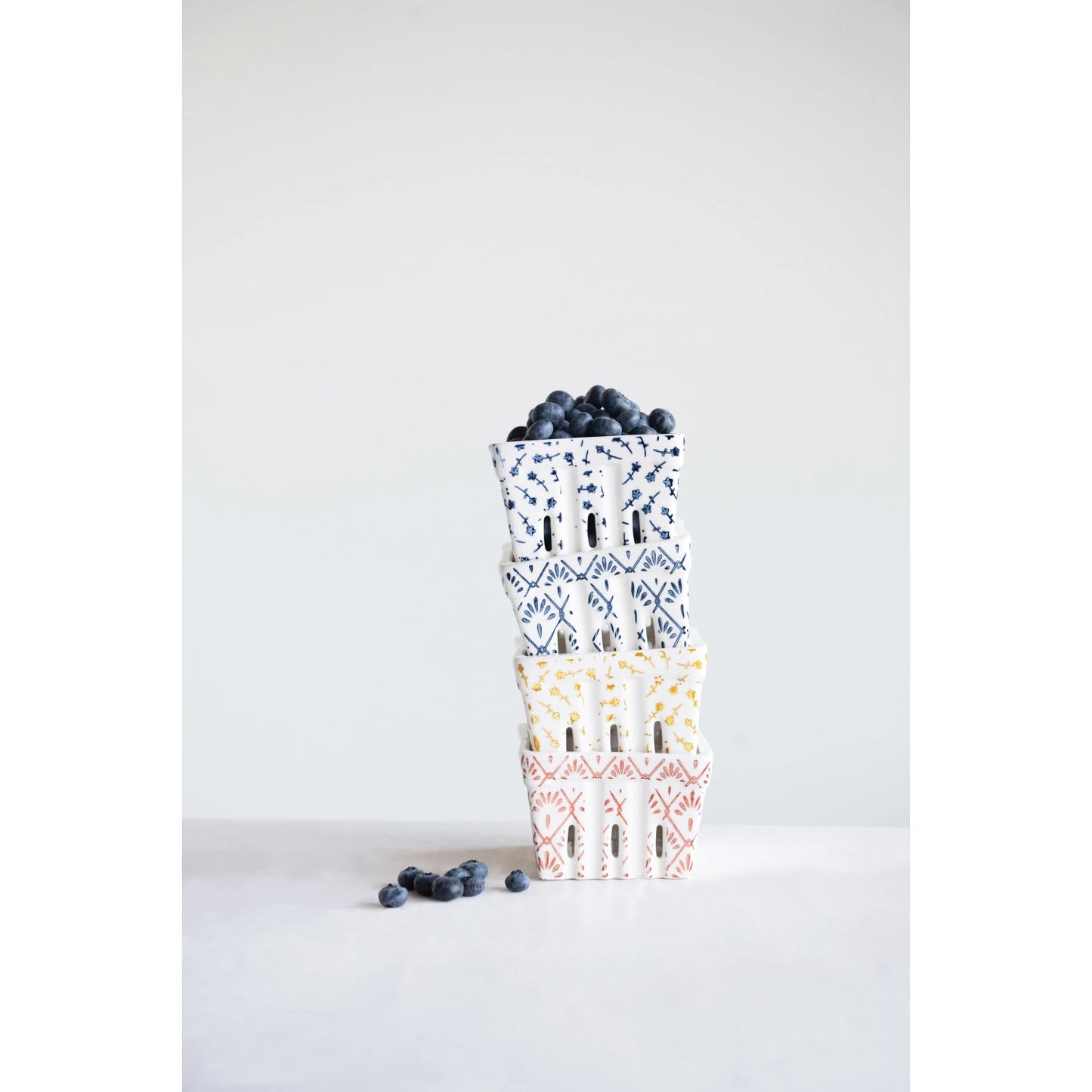 Square Berry Bowl with Floral Patterns - 4 Styles