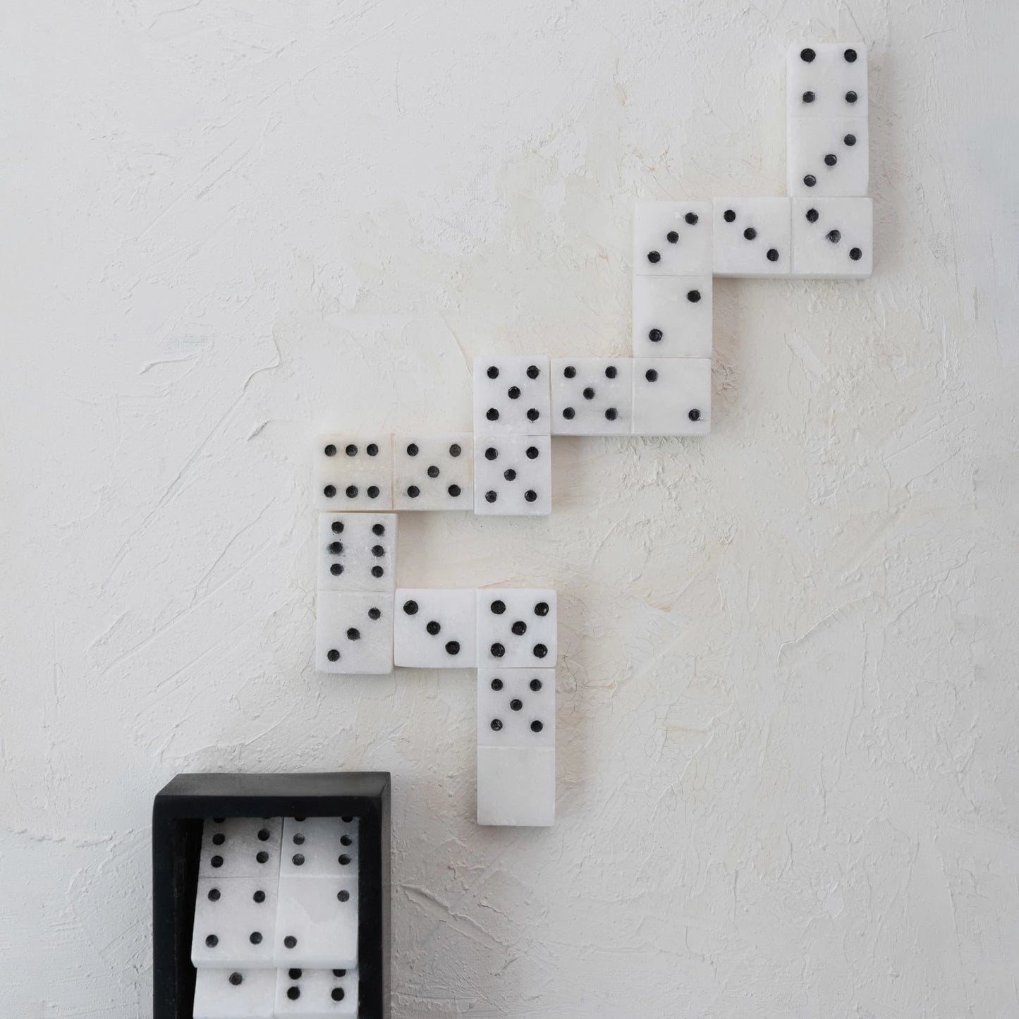 Handmade Alabaster Dominoes in Soapstone Box - Set of 29