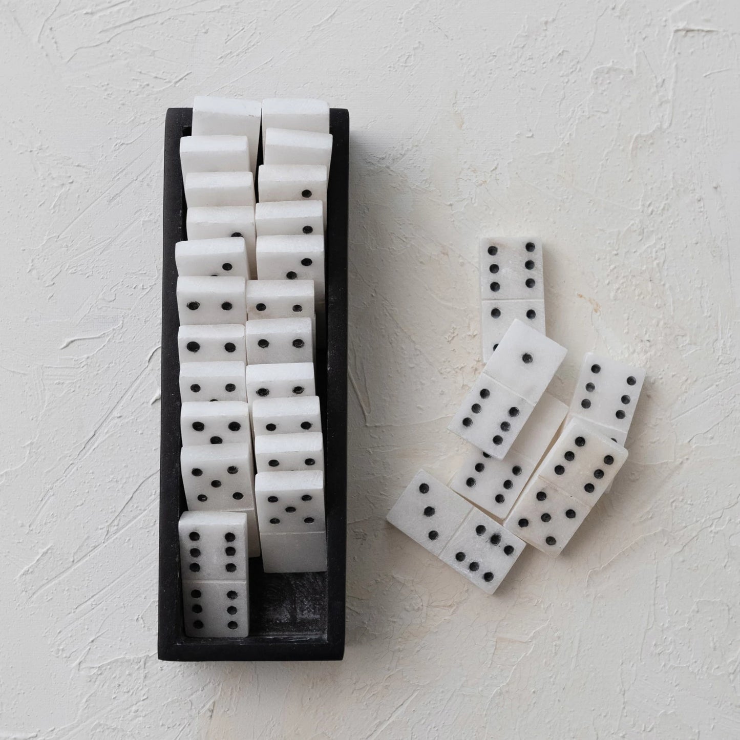 Handmade Alabaster Dominoes in Soapstone Box - Set of 29