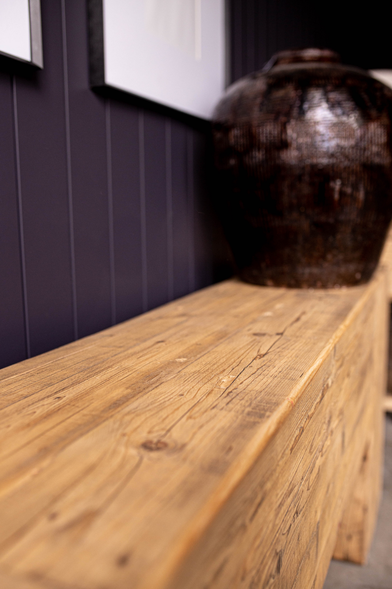 English Beam Reclaimed Elm Wood Console Table