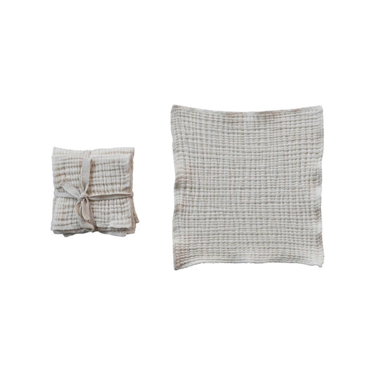 Square Cotton Double Cloth Dish Cloths, Set of 4 10"