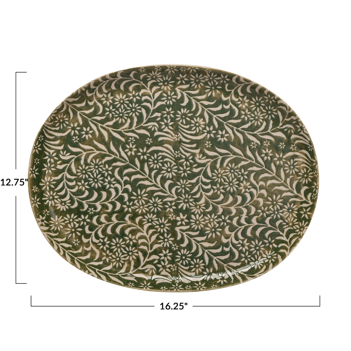Stoneware Platter with Botanicals