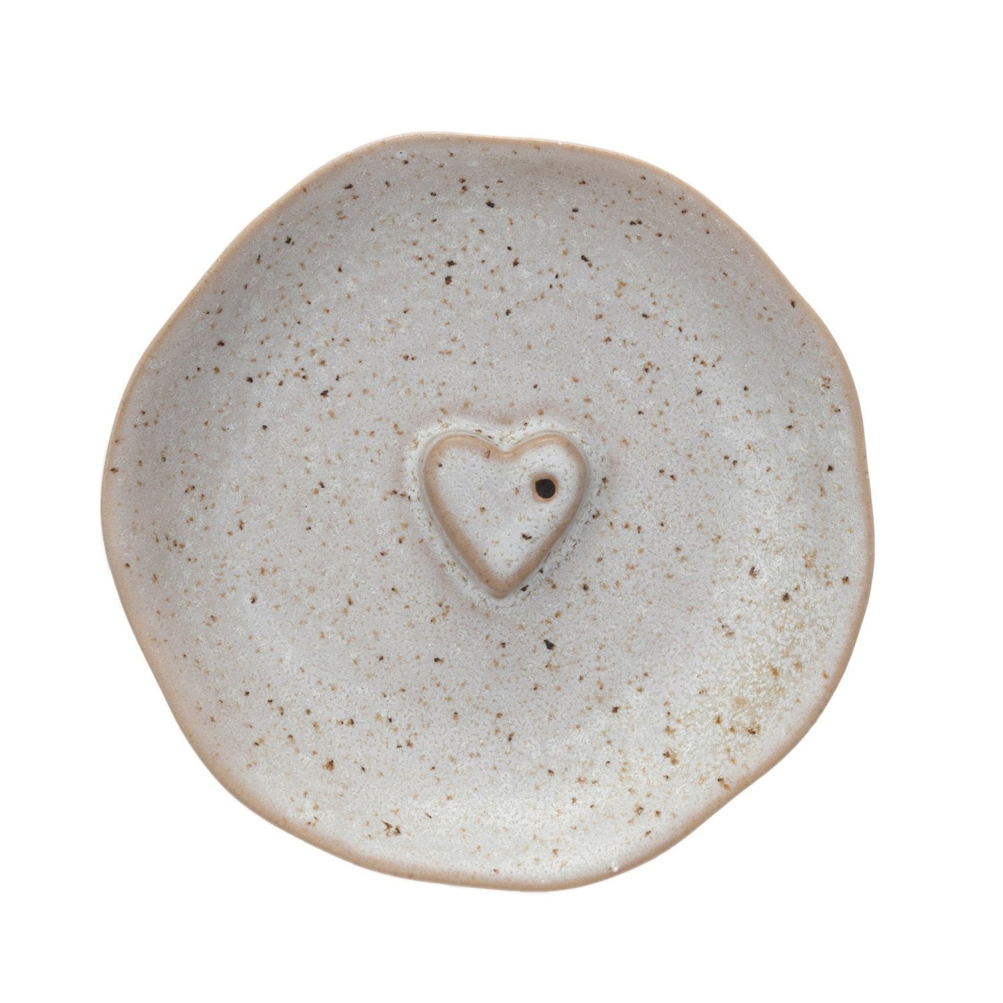 Stoneware Incense Dish/Holder w/ Embossed Heart (Each One Will Vary)