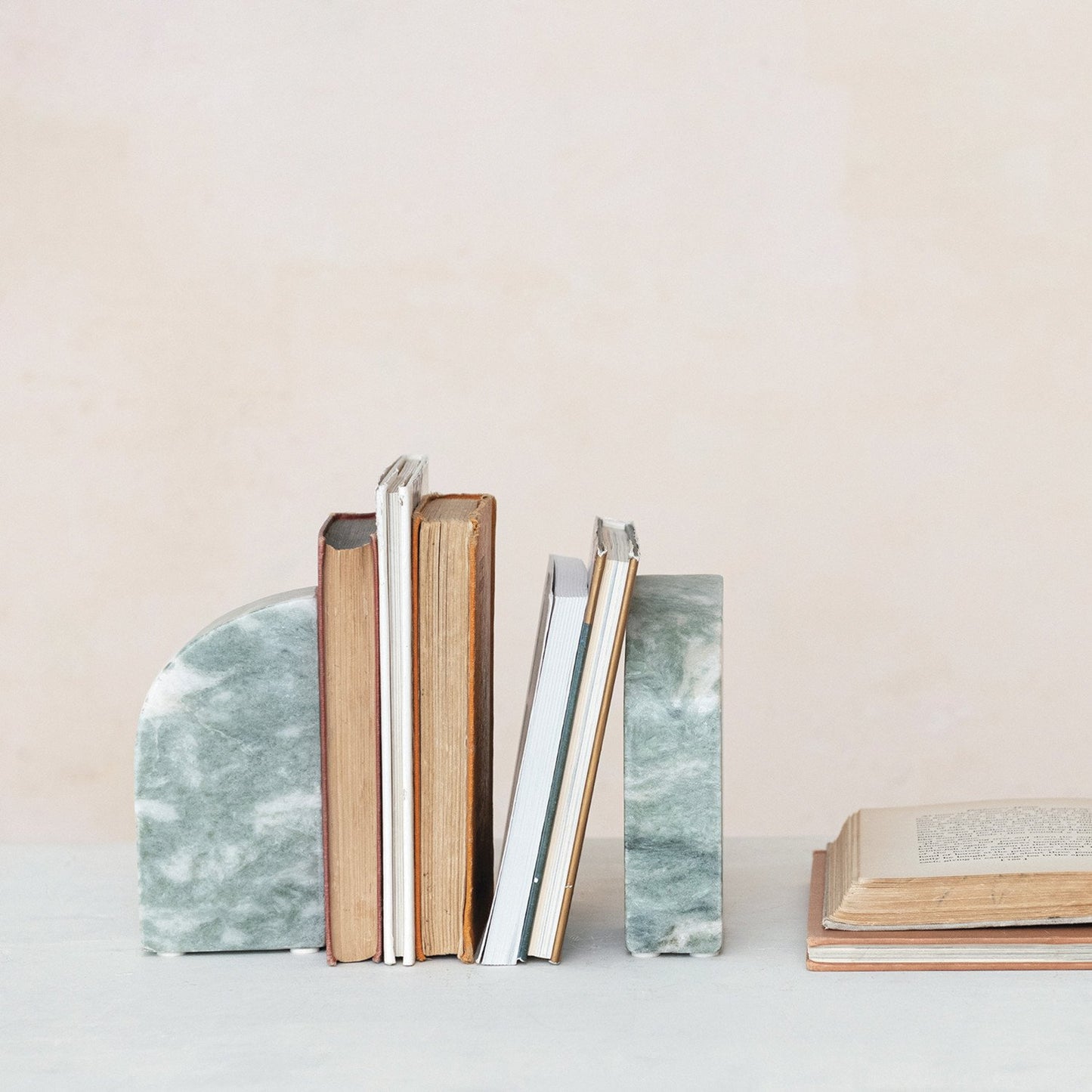 Marble Bookends, Green Melange (Each One Will Vary)