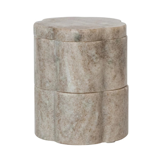 Marble Scalloped Stackable Pinch Pots with Lid - Set of 2