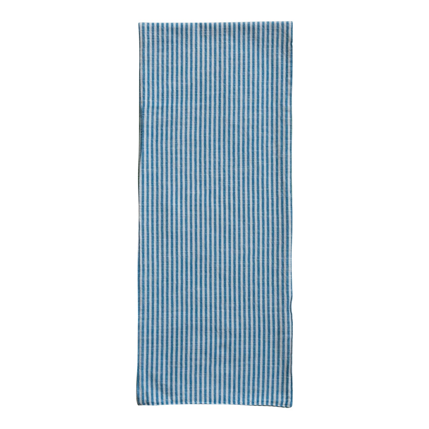 Two-Sided Striped Table Runner - Blue and Green