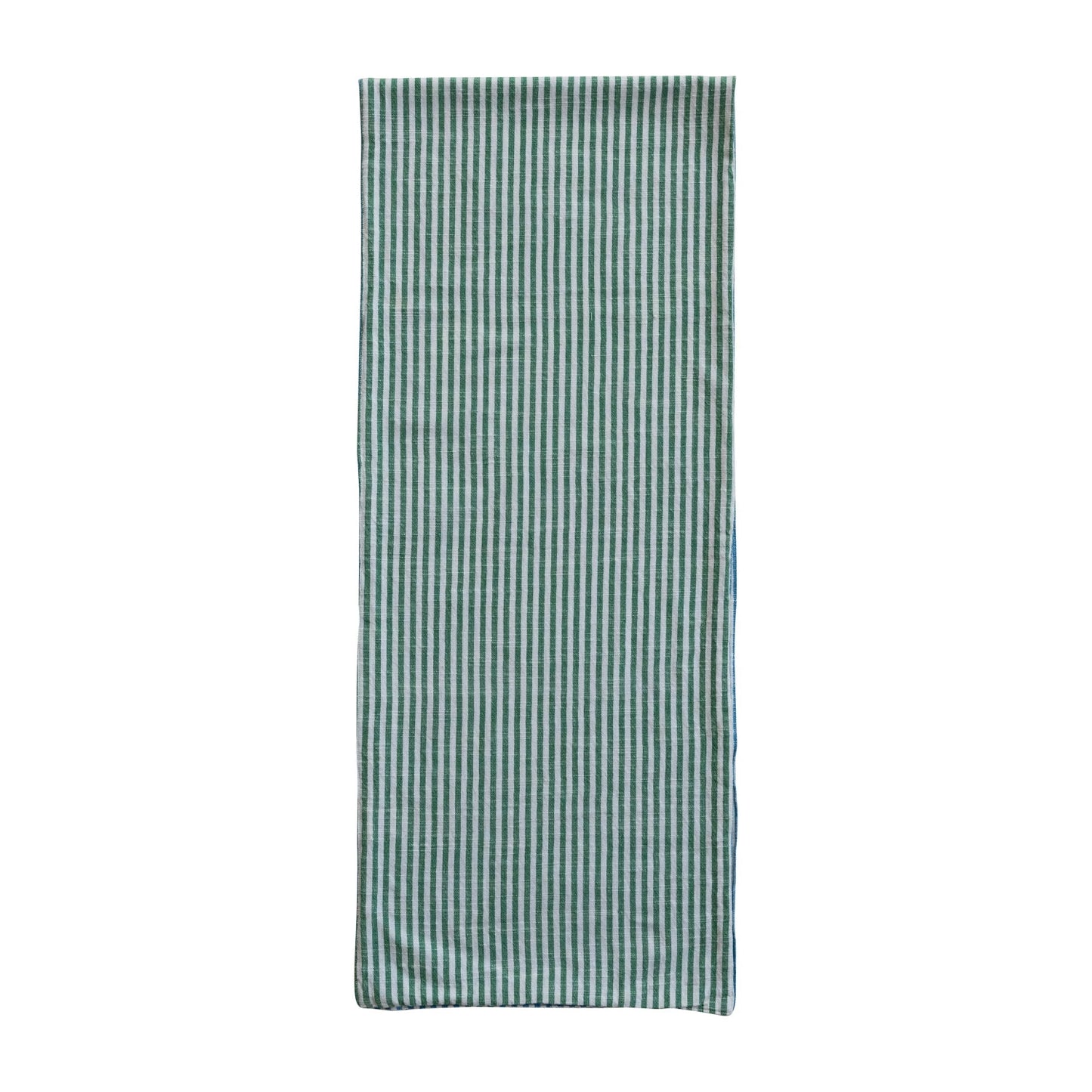 Two-Sided Striped Table Runner - Blue and Green