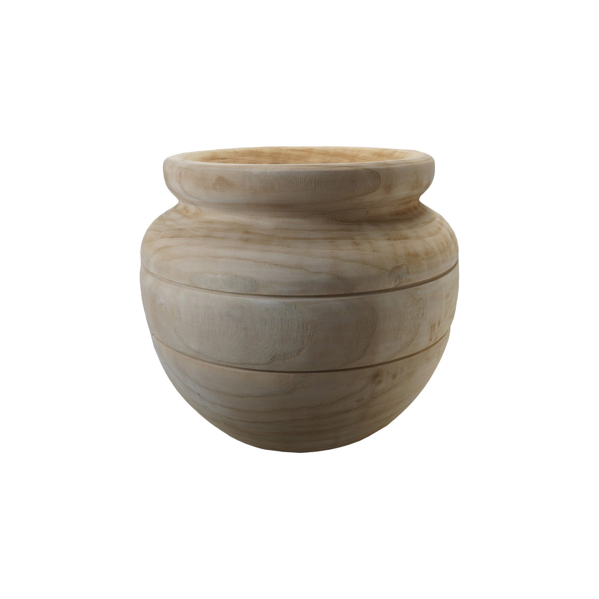 Paulownia Wood Planter with Carved Lines