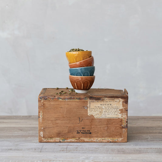 Stoneware Pinch Pot, Reactive Glaze, 4 Colors (Each One Will Vary)