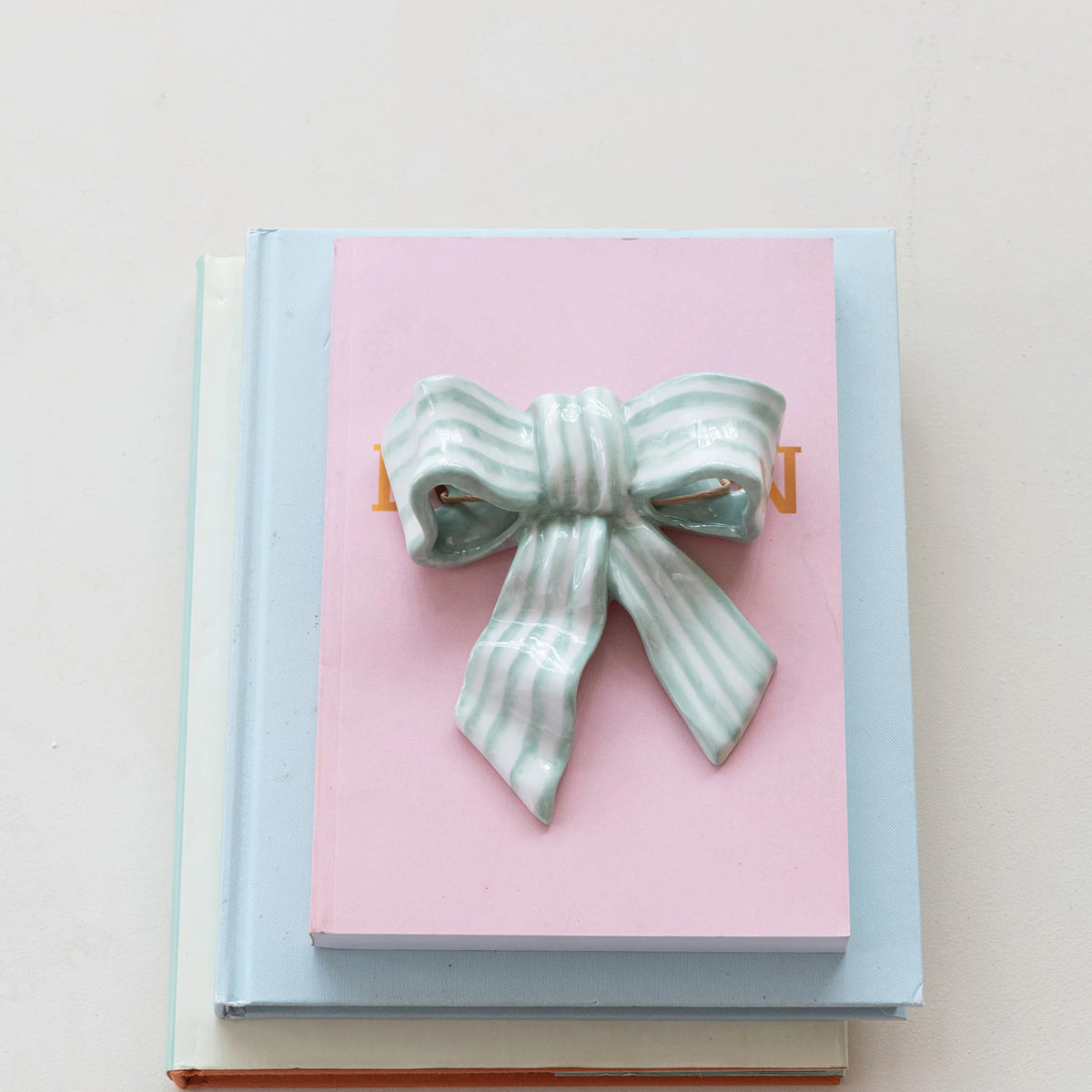 Ceramic Striped Bow Decor