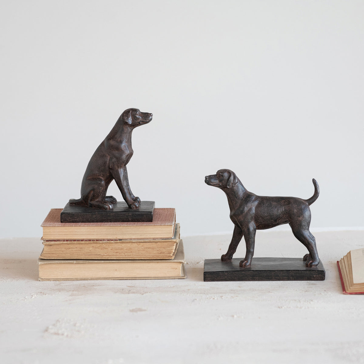 Resin Dog Bookend, Black - Set of 2