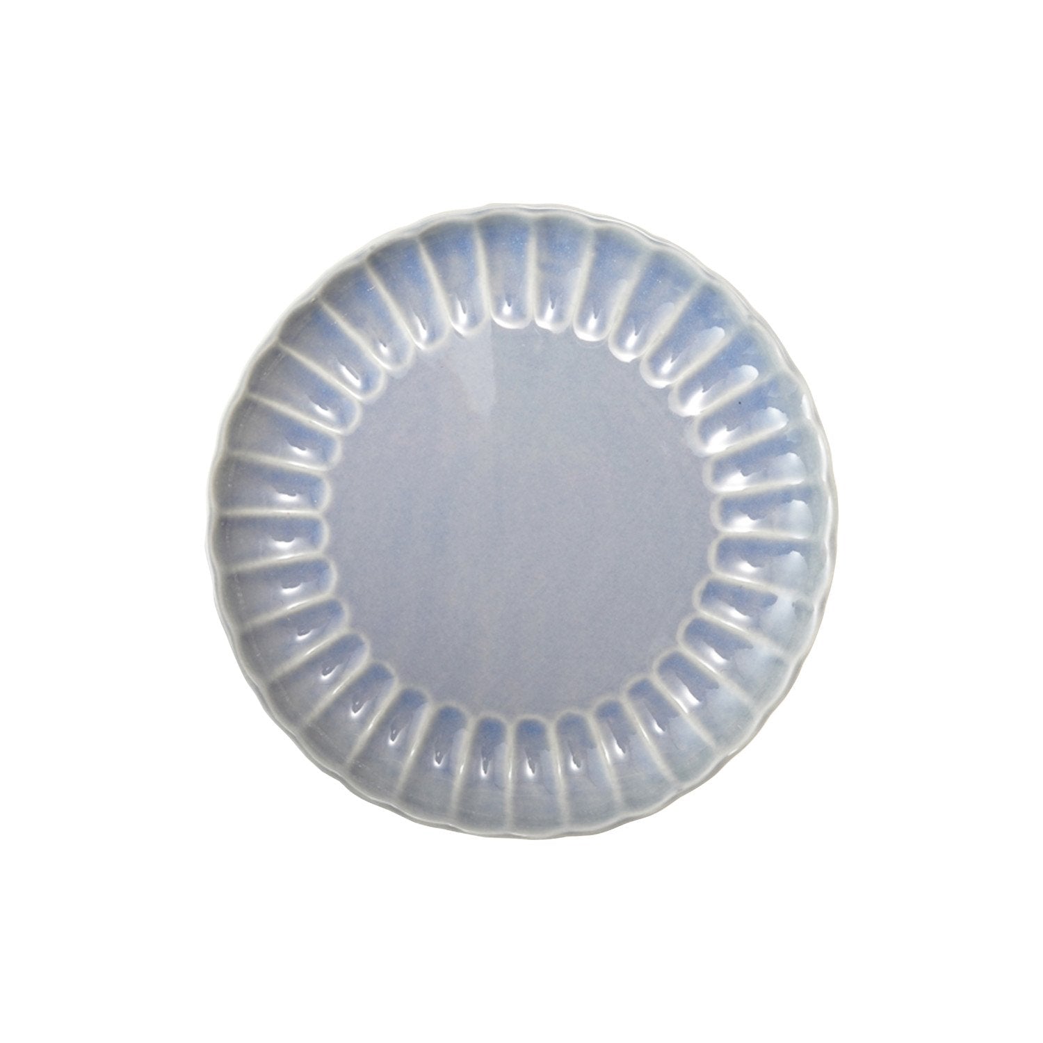 Stoneware Fluted Plate, Reactive Glaze, Light Blue (Each One Will Vary)
