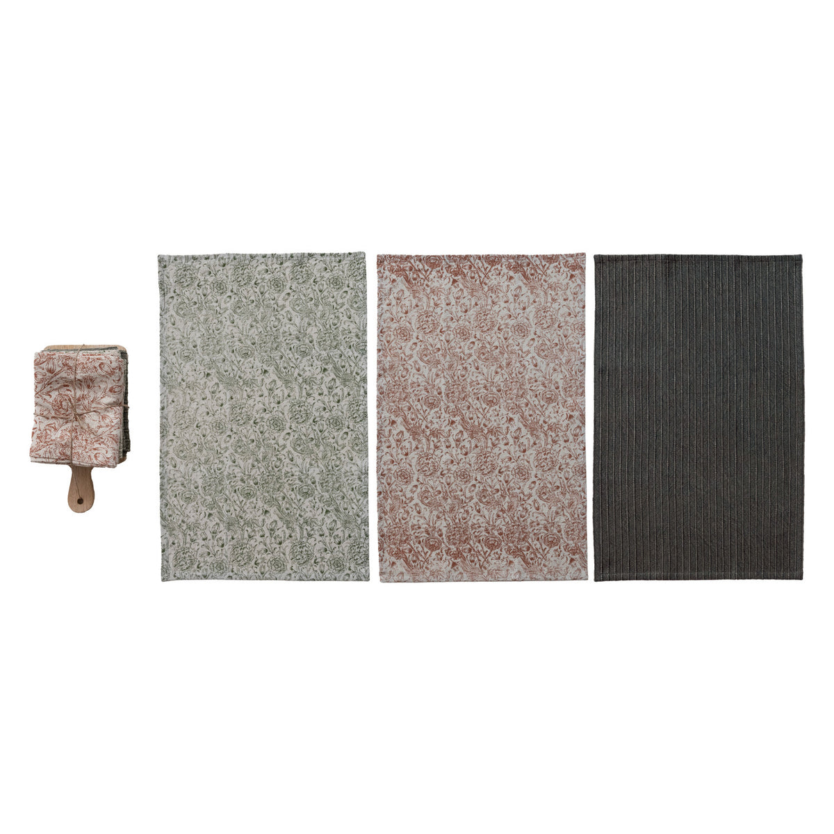 Tea Towels & Mango Wood Cheese/Serving Board