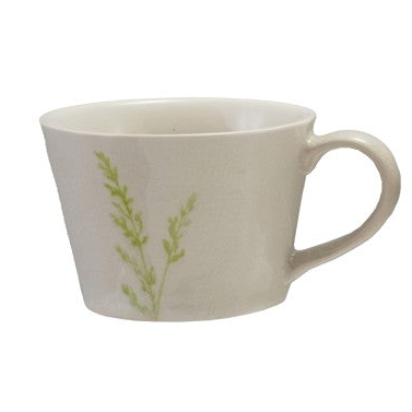 Debossed Stoneware Mug with Botanicals
