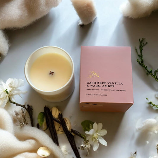 Cashmere Vanilla l Gold Lid Candle & Boutique Box