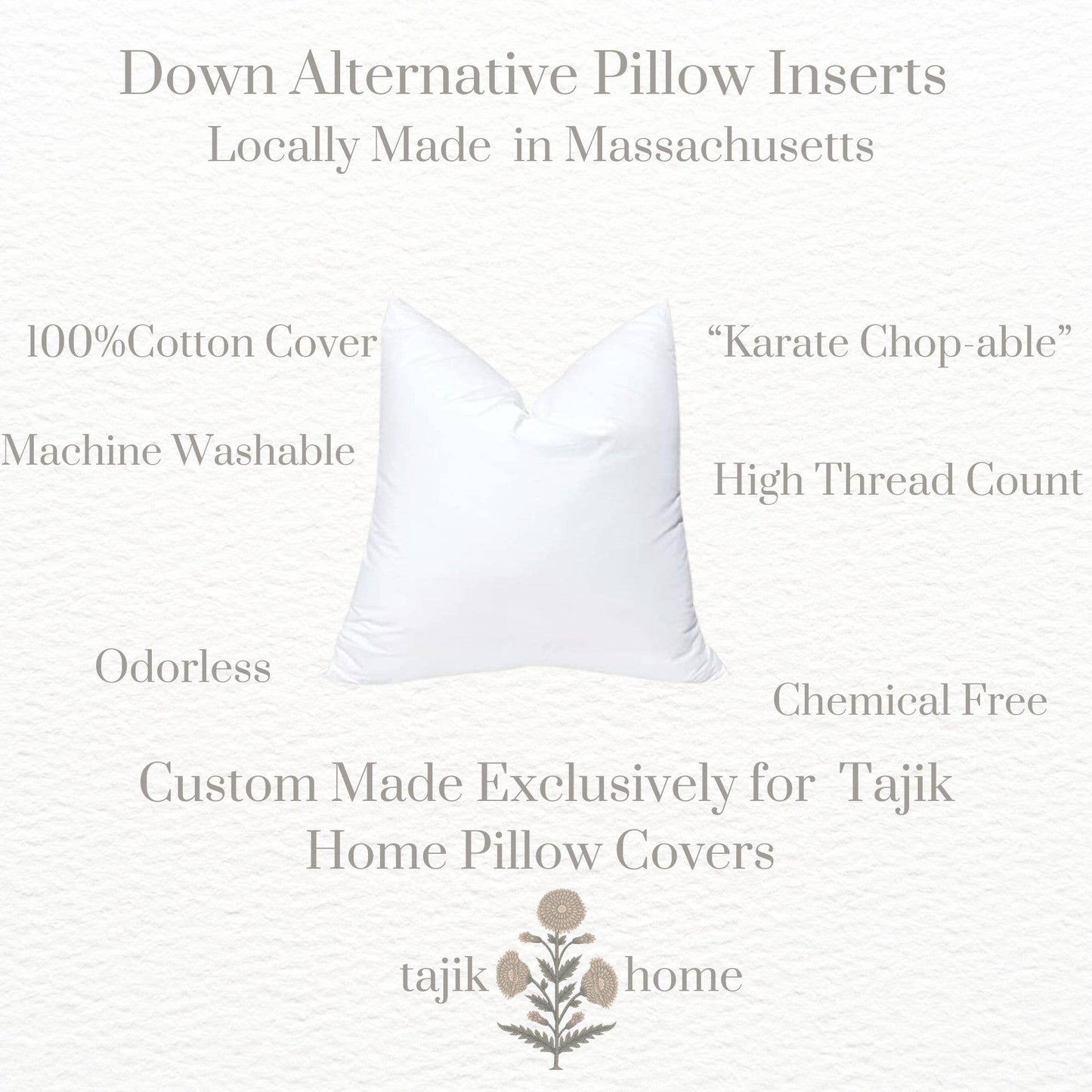 Down Alternative Pillow Inserts - Made in Massachusetts