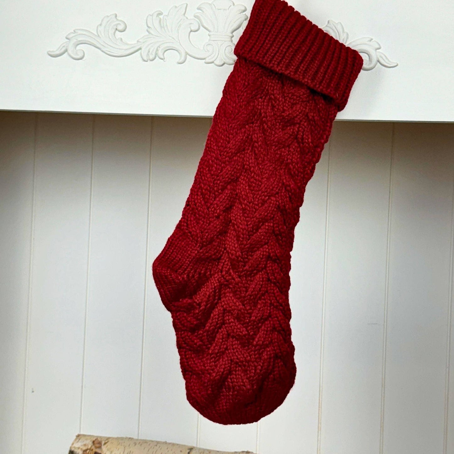 Solid Cable Knit Christmas Stocking