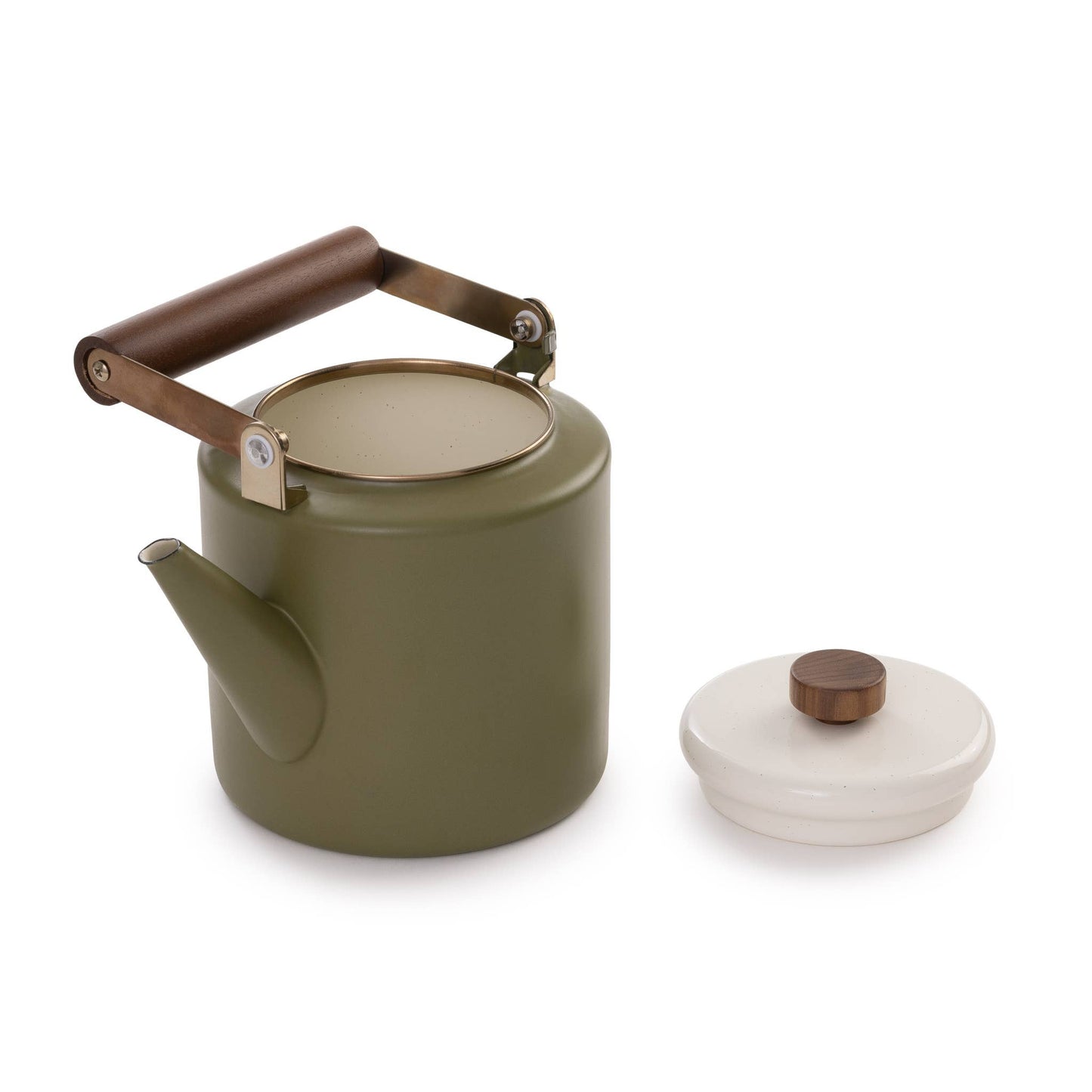 Enamel 2-Tone Kettle - Olive