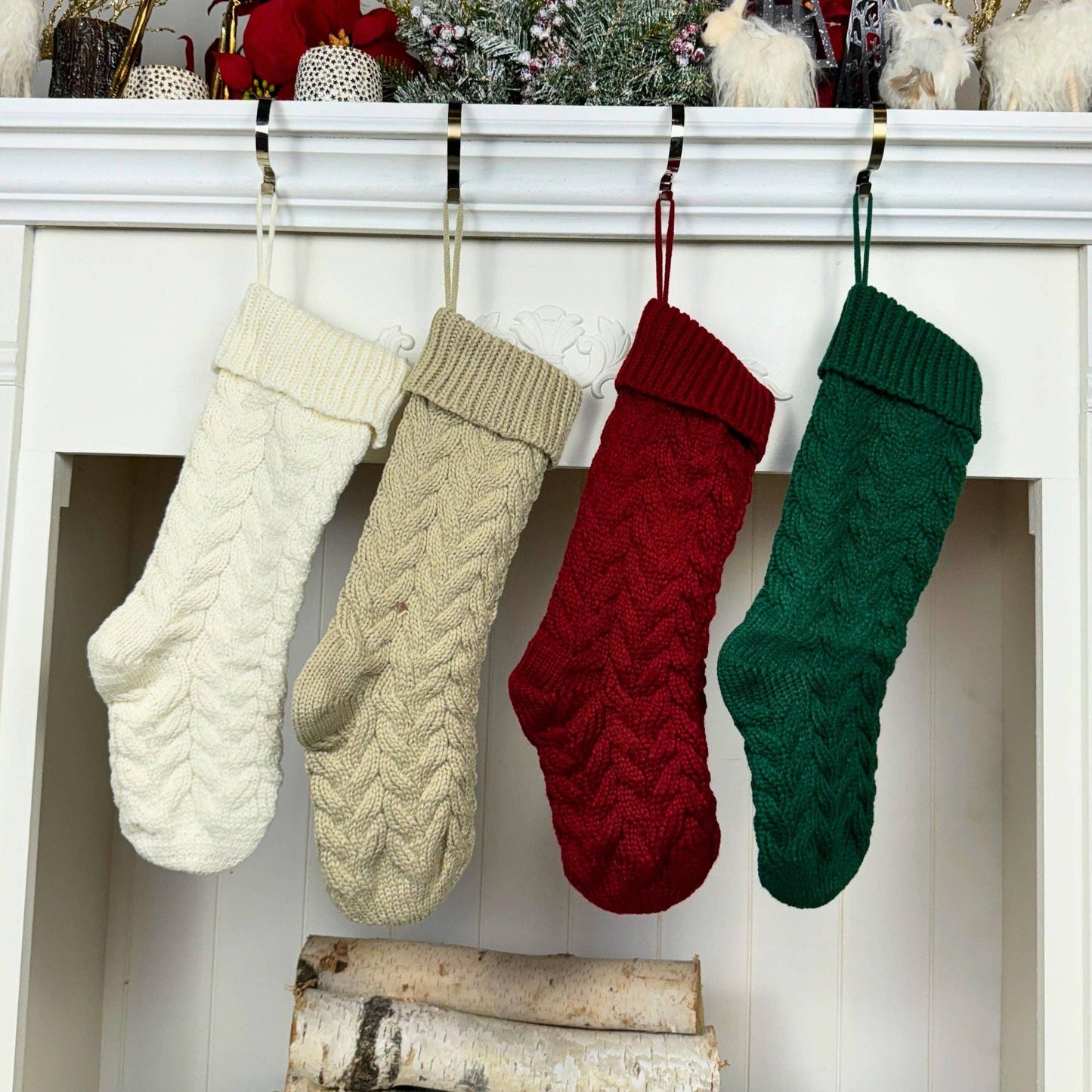 Solid Cable Knit Christmas Stocking
